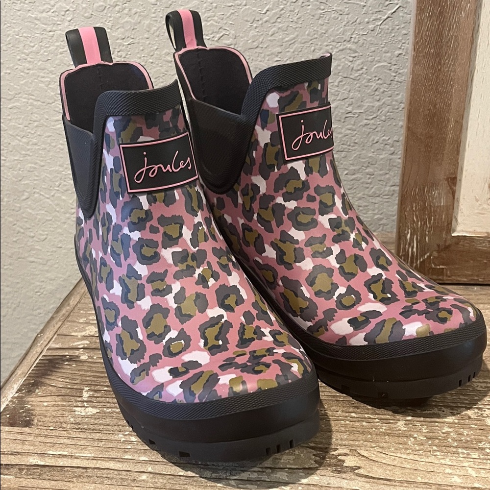 Joules Wellibob Multicolor Leopard Ankle Rain Boots